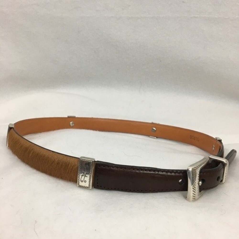 Brighton Pony Hair Black & Silver Metallic Concho Leather Belt M - Picture 4 of 9